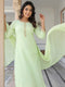 Light Green Cotton Embellished Straight Kurta Set